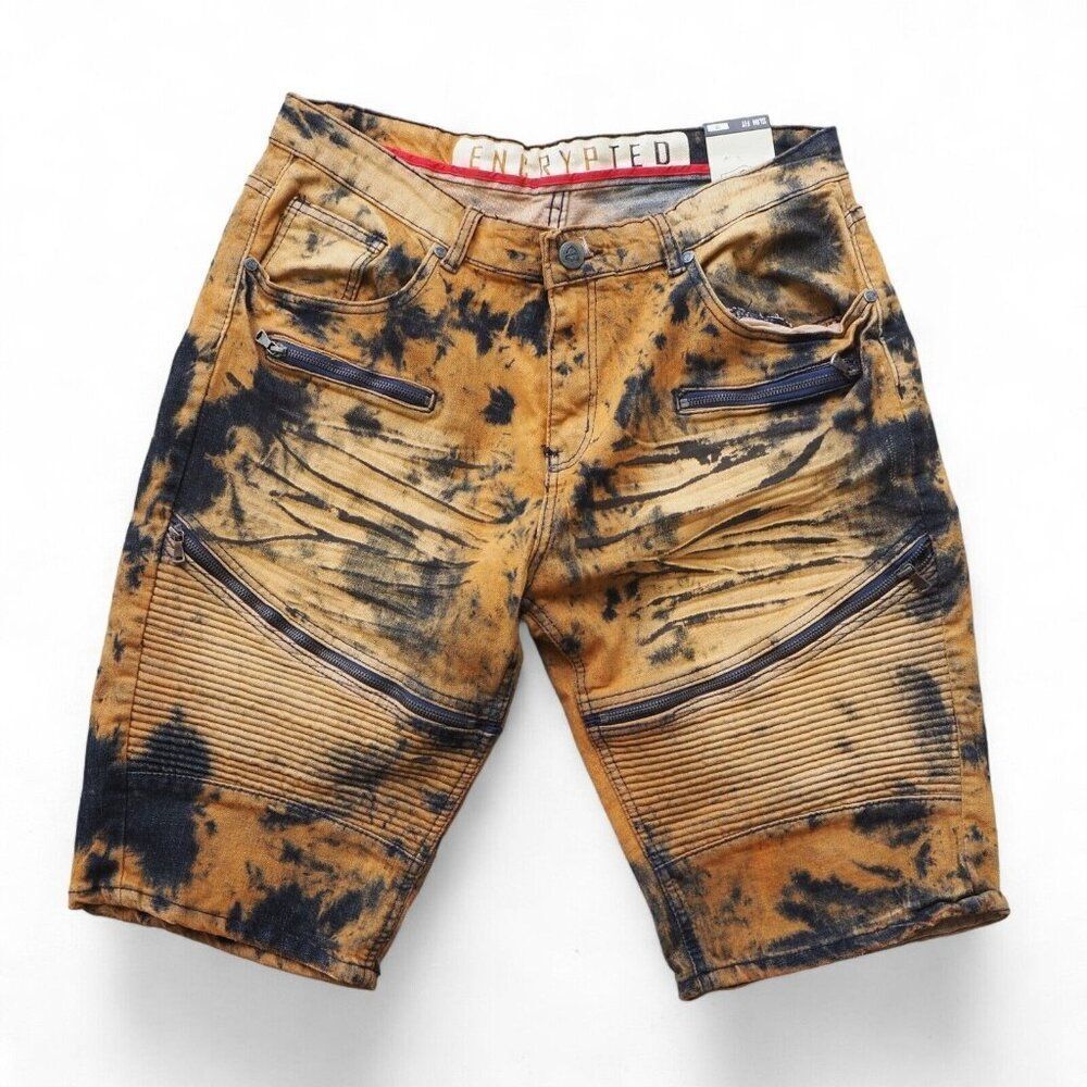 Encrypted SlimβFit Acid Washβ Denim Streetwear Shorts Men's 36 x 13